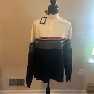 DKNY cotton zip neck sweater 2XL, NWT blk, white, red, gray long sleeves